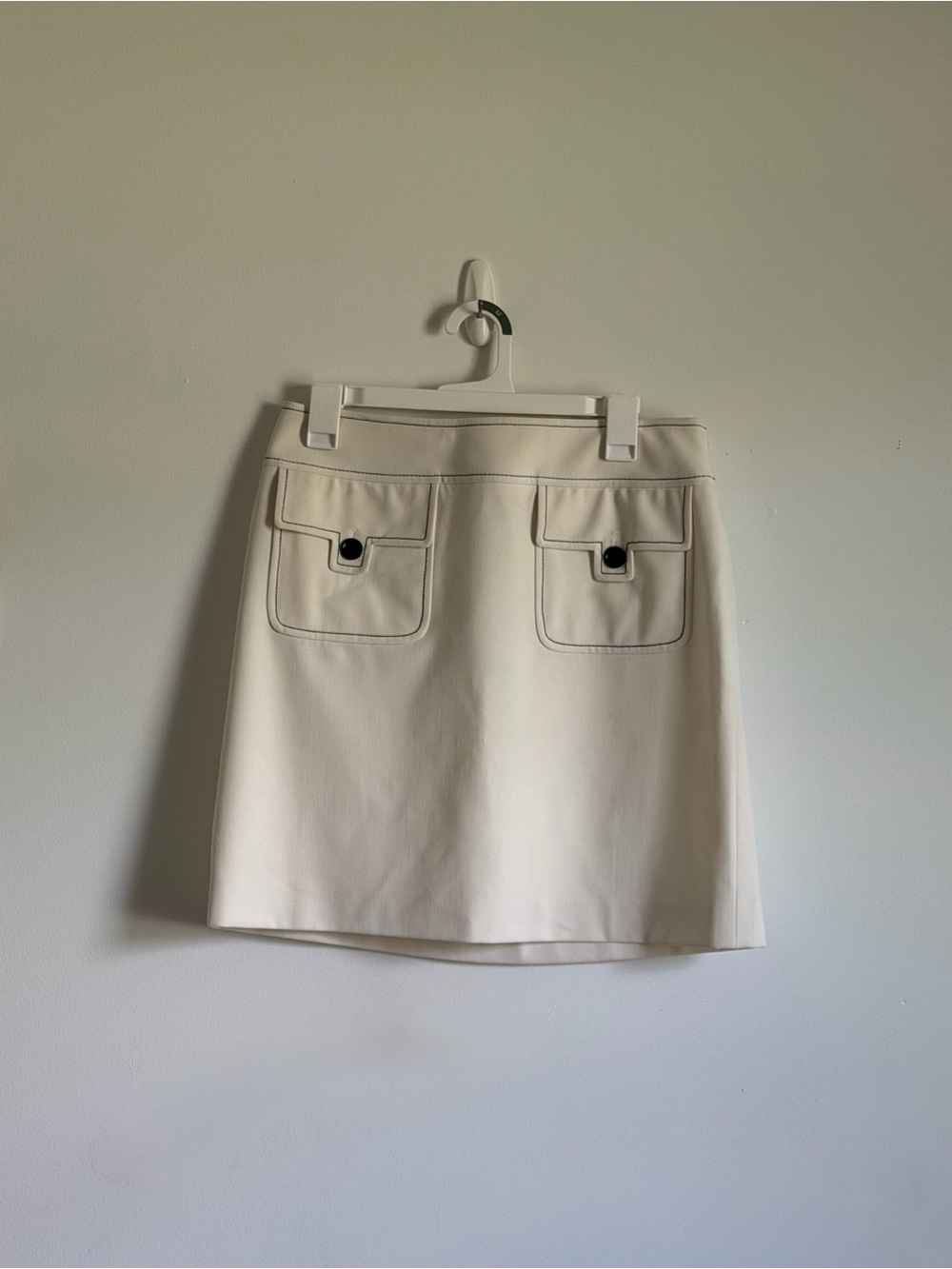 LOFT Cream Mini Skirt with Front Flap Pockets